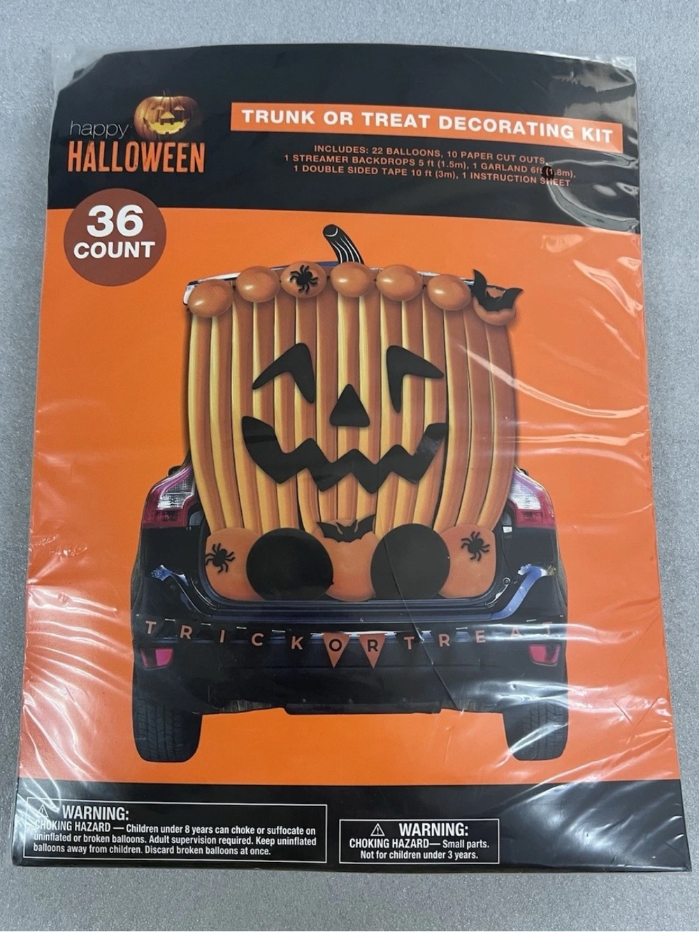Happy Halloween Orange Pumpkin Trunk or Treat Decorating Kit